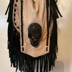 Thomas Wylde cream and black leather embellished “Holy Grail”  Purse